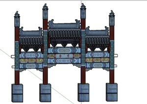 某古典中式风格牌坊门设计SU(草图大师)模型