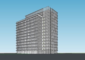 某精致现代风格小高层办公楼建筑SU(草图大师)模型设计