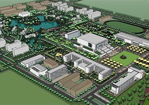 某精致现代风格大学校园景观规划设计SU(草图大师)模型