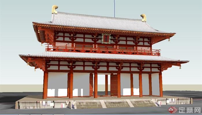古典中式风格文化建筑su模型(1)