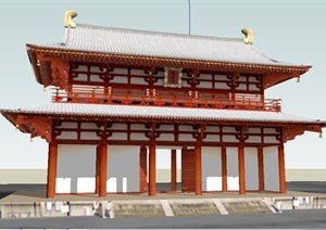 古典中式风格文化建筑SU(草图大师)模型