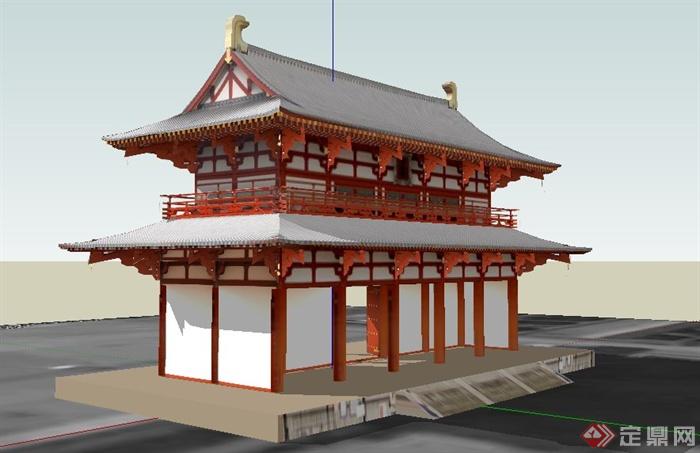 古典中式风格文化建筑su模型(3)
