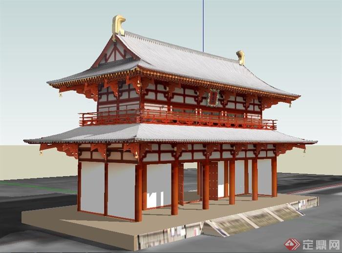 古典中式风格文化建筑su模型(2)