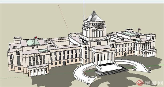 简欧风格议会建筑设计su模型(3)