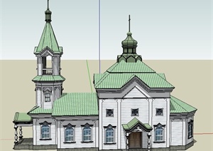 英式教堂建筑设计SU(草图大师)模型