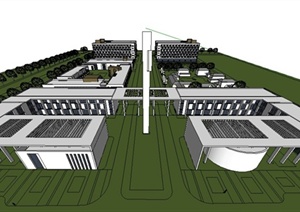 现代产业园区建筑设计SU(草图大师)模型