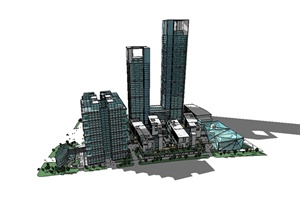 某现代风格产业园区建筑楼设计SU(草图大师)模型