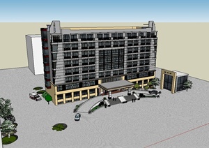 某现代风格工厂办公楼建筑楼设计SU(草图大师)模型