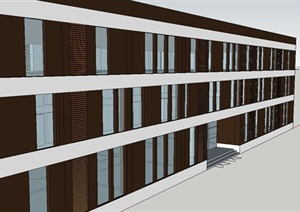 某简约现代风格厂区办公楼建筑设计SU(草图大师)模型