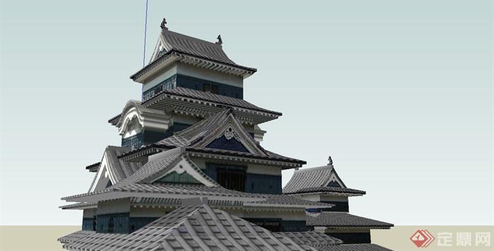 某日式松本城堡建筑SU模型设计(3)