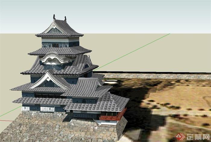 某日式松本城堡建筑SU模型设计(2)