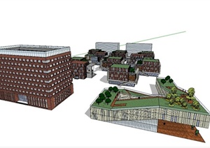 某现代风格工业园区综合建筑设计SU(草图大师)模型