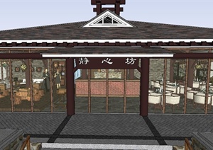 某精致现代中式风格餐厅设计SU(草图大师)模型