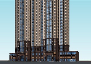 某精致新古典风格高层住宅楼建筑设计SU(草图大师)模型