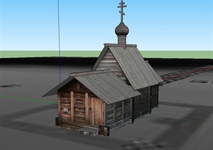 某美式风格木质教堂设计SU(草图大师)模型