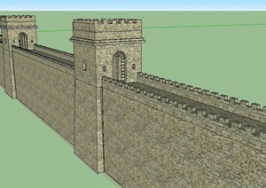 某中式古典风格城墙设计SU(草图大师)模型