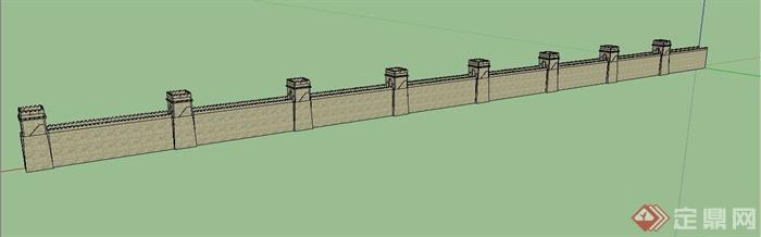 某中式古典风格城墙设计SU模型(2)