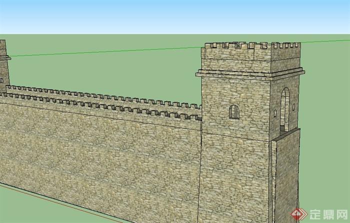 某中式古典风格城墙设计SU模型(4)