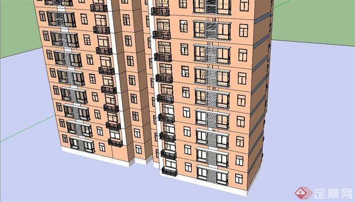 某现代风格高层小区住宅楼建筑设计SU模型(2)
