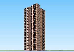 某现代风格高层小区住宅楼建筑设计SU(草图大师)模型
