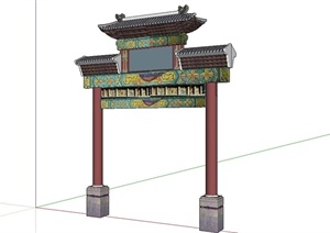 某中式古典风格牌坊设计SU(草图大师)模型