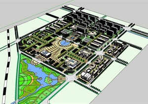 某现代风格工业园区场景及建筑设计SU(草图大师)模型