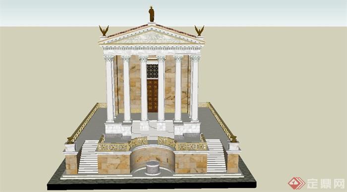 某欧式风格雅典娜神庙建筑设计SU模型(3)