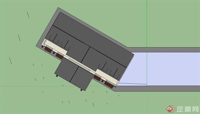 某英式风格小型会所建筑设计SU模型(5)