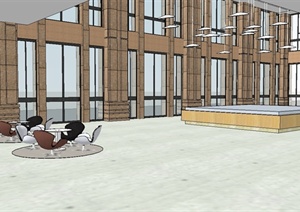某新古典风格售楼处建筑及室内设计SU(草图大师)模型
