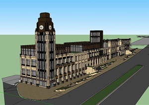 新古典风格商业街建筑楼设计SU(草图大师)模型