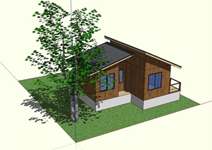 某美式风格单层别墅小屋设计SU(草图大师)模型