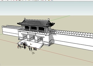 某古典中式风格城门设计SU(草图大师)模型
