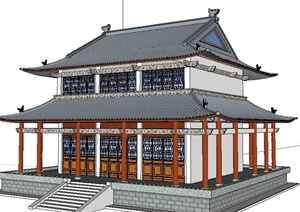 古典中式寺庙建筑体设计SU(草图大师)模型