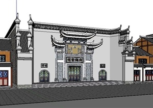 古典中式会馆会所建筑设计SU(草图大师)模型