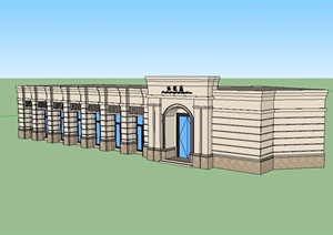 新古典风格售楼处单层建筑楼设计SU(草图大师)模型