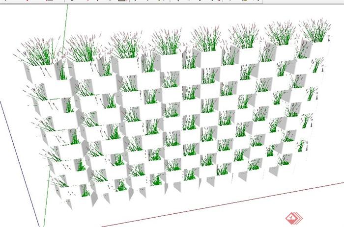 垂直绿化墙面种植池su模型(2)