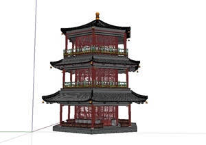 某古典中式风格上帝阁建筑设计SU(草图大师)模型