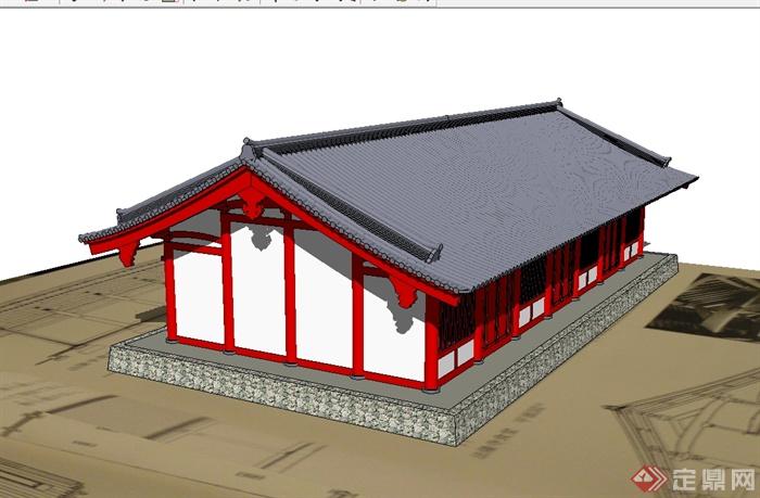 某古典中式风格单层住宅楼设计su模型(1)