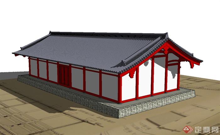 某古典中式风格单层住宅楼设计su模型(2)