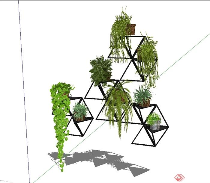 某装饰立体绿化植物设计SU模型(1)