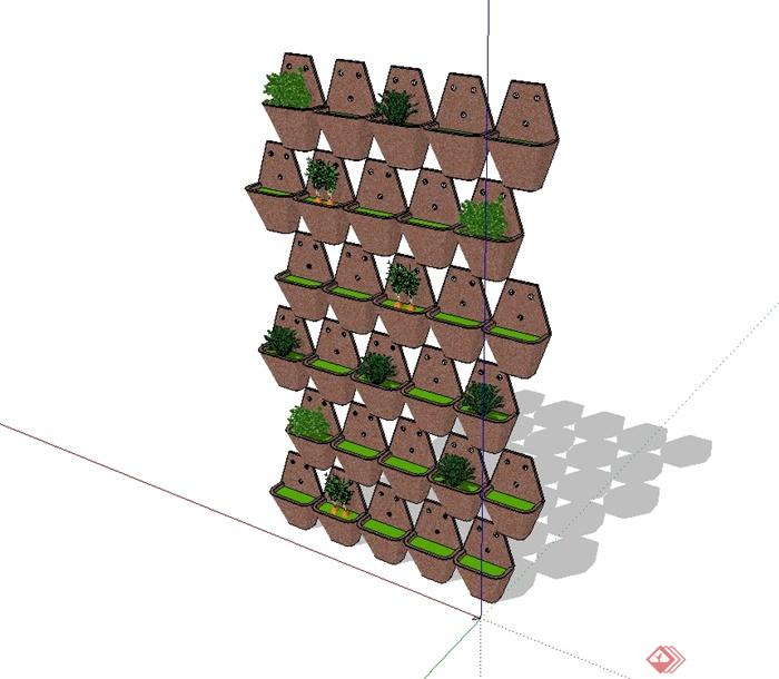 墙体立体绿化植物设计SU模型(1)
