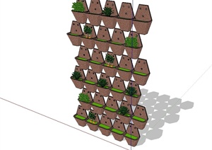 墙体立体绿化植物设计SU(草图大师)模型