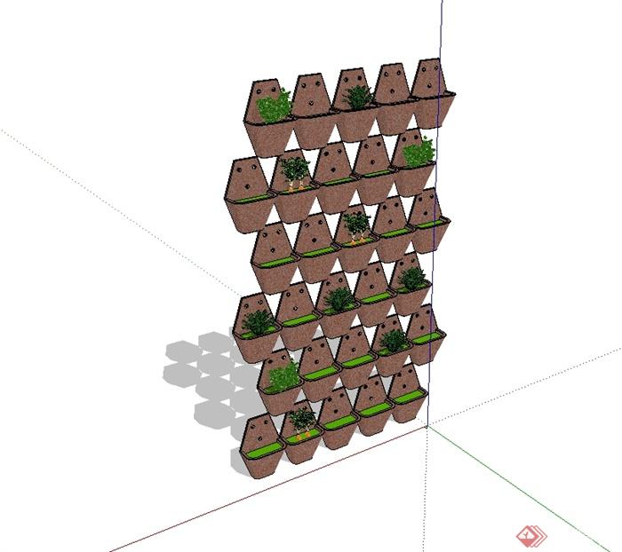墙体立体绿化植物设计SU模型(2)