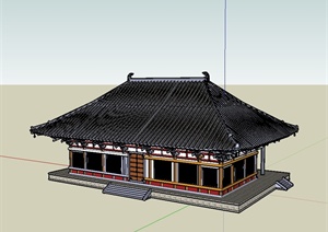 某古典中式风格单层详细住宅楼设计SU(草图大师)模型