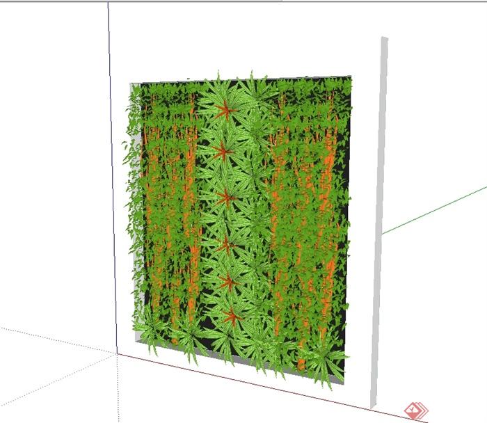 某墙体立体绿化植物素材SU模型(1)