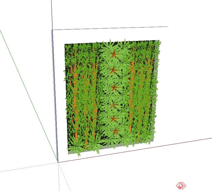 某墙体立体绿化植物素材SU模型(2)