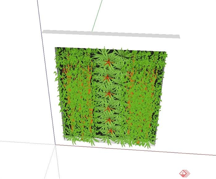 某墙体立体绿化植物素材SU模型(3)