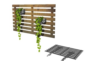 某室内墙体立体绿化植物设计SU(草图大师)模型