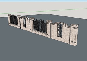 某欧式风格围墙围栏设计SU(草图大师)模型