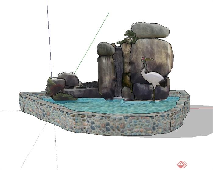 某假山水池设计SU模型(3)